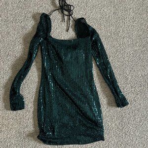 Formal Dress Giulia Square Neck Dress in Green Sequins
